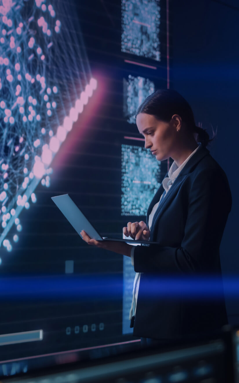 Woman holding laptop